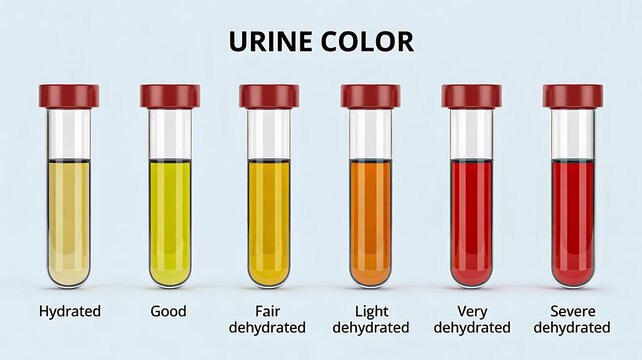 Urine color hydration chart showing dehydration and health levels