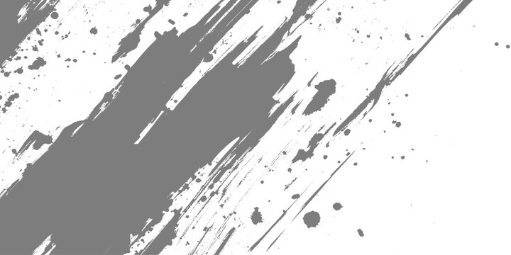 Abstract black and gray paint strokes slashing diagonally across a white background, grunge texture, high contrast, minimalistic monochrome texture design
