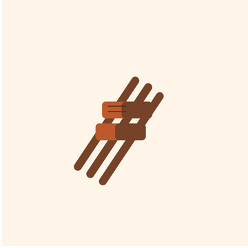 Indonesian Satay Sate Grilled Meat Skewer Icon Vector