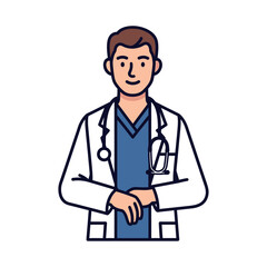 Fototapeta premium Friendly Doctor Wearing Lab Coat and Stethoscope, Medical Professional