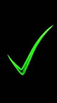 Check mark symbol animation. Approve and confirm sign. Correct symbol in motion graphic. Alpha channel 4K stock video.