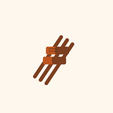 Indonesian Satay Sate Grilled Meat Skewer Icon Vector