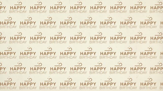 Happy Birthday Seamless Pattern Slide Transition Animation on Vintage Paper Texture Background