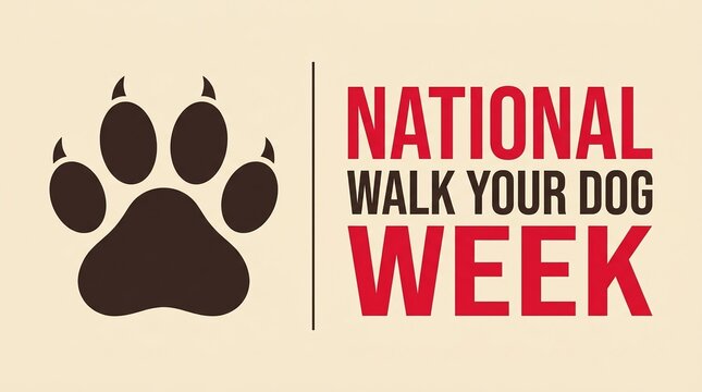 National walk your dog week banner with dog paw print