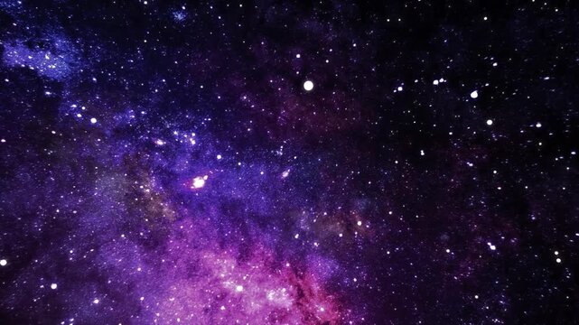 Deep Space Nebula and Milky Way Galaxy with Purple Star Cluster Backdrop