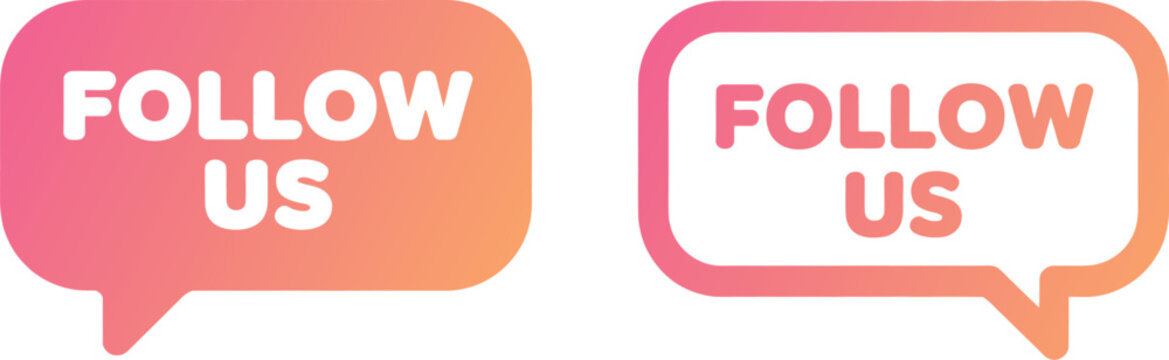 Follow, us button, clickable social media element isolated on white background for online platforms branding engagement and follower acquisition.