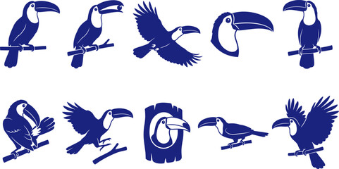 Obraz premium vector can editable Iconic toucan silhouettes celebrating the bold geometry of neotropical avian profiles