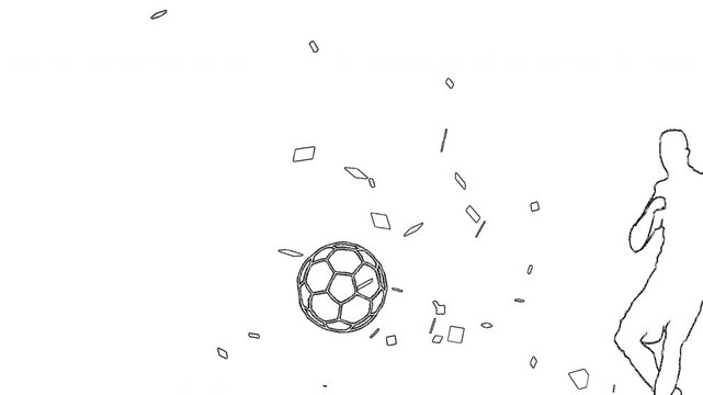 Soccer Player Kick Ball Pencil Line Art Animation 