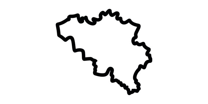 Black outline of Belgium map white background