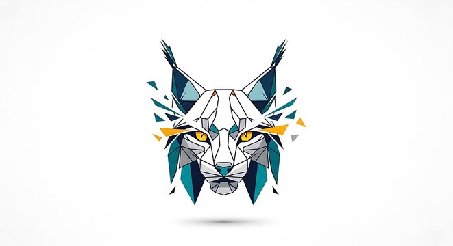 Geometric low poly lynx head with sharp feline features