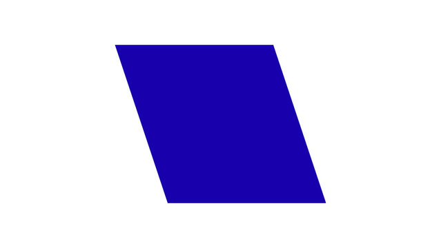 A large, solid dark blue parallelogram is centered on a pure white background, showcasing a clean, minimalist geometric layout.