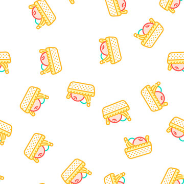 fruit basket in canteen vector seamless pattern fruit basket in canteen sign illustration