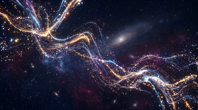 Abstract Cosmic Nebula with Glowing Light Trails