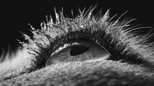 Lash base macro photography natural complex follicular arrangement eyelash eyelid anatomy extreme closeup individual lashes emerging monochrome artistic capture professional detail