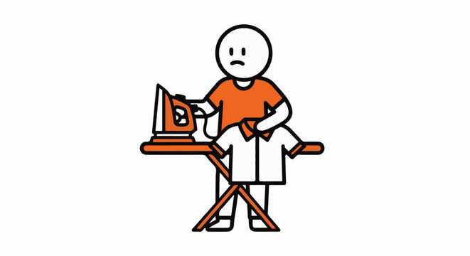 Cartoon character using vintage typewriter at desk.