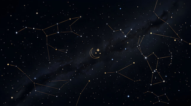 Night Sky with Zodiac Constellations
