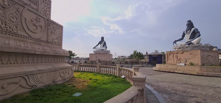 Majestic Sculptures of Sage Sages Sitting in Meditation at the Spiritual Mahakal Lok Corridor in Ujjain