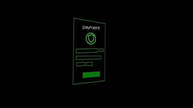 Green digital payment form interface design on black background a simplified