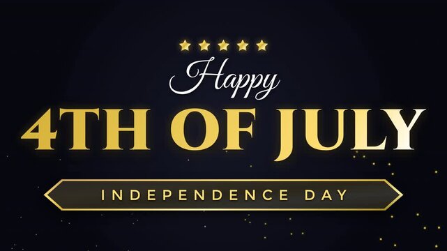 elegant gold Animation Typographic  4th of July independence day celebration with firework. 