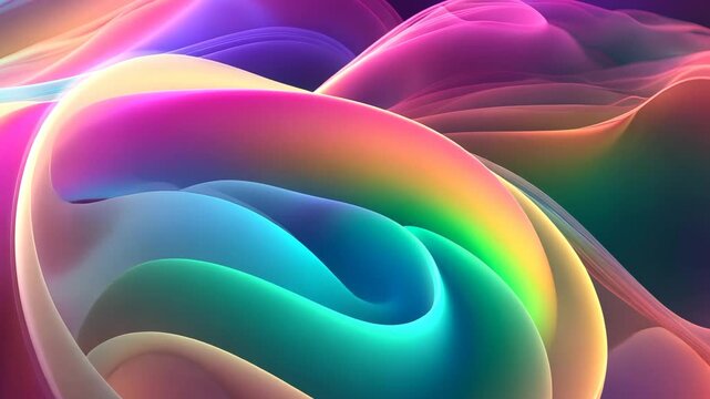 Swirling bright colored airy wavy texture on dark. Abstract background