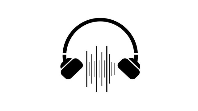 animated video clip of earphones and sound waves, suitable for use in video content, music, earphones, education, internet cafes, sound, coffee shops, mp3, advertising, spare parts, accessories, heads