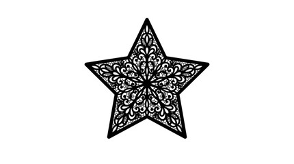Obraz premium Intricate Black Star Silhouette with Lace Pattern - Isolated on White Background