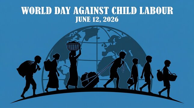 World day against child labour background with children as a worker. Flat style vector illustration concept of stop child exploitation campaign for poster and banner. 