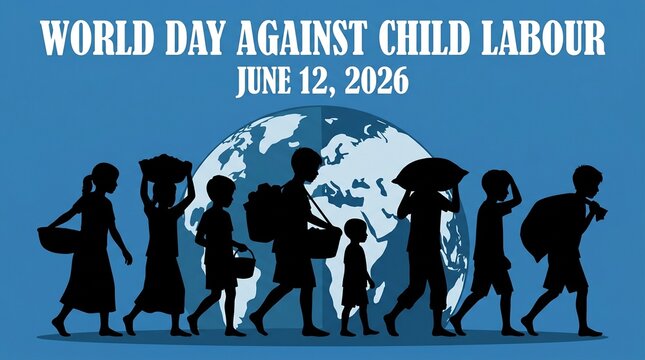 World day against child labour background with children as a worker. Flat style vector illustration concept of stop child exploitation campaign for poster and banner. 
