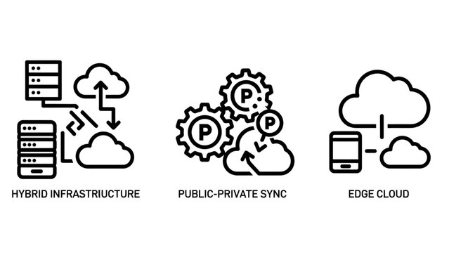 Cloud computing infrastructure and network sync icons with infrastructure synchronization computing technology connection internet business architecture management interface database