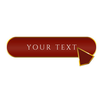 Vector red button with gold border and arrow pointer for web interface design element