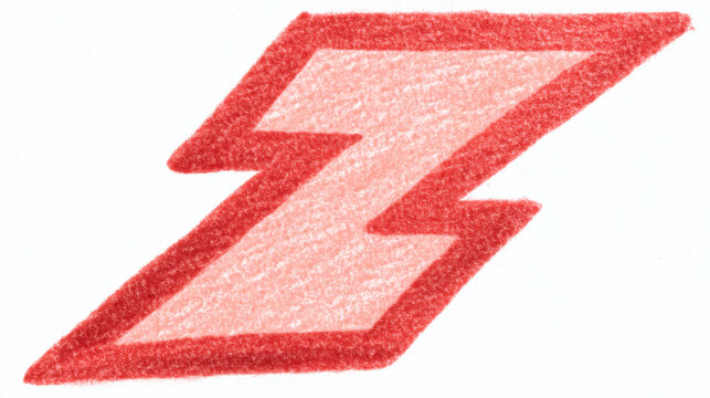 sharp and aggressive red zig-zag line resembling a pulse or a lightning bolt. The angles are crisp and the ink color is a vibrant scarlet. Positioned across the center of a white background 