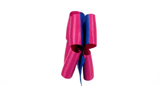 Pink and blue ribbon hair bow.