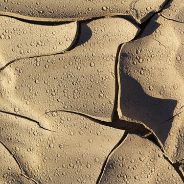 Dried-out soil, cracks, traces of raindrops, Almeria, Andalusia, southern Spain, Spain