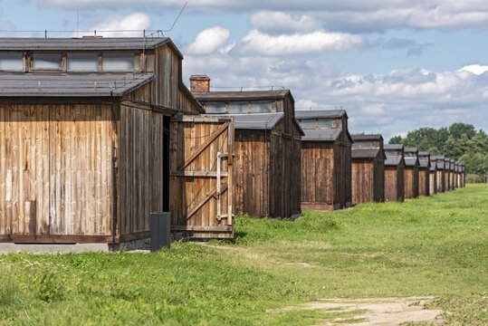 Barracks at Auschwitz II-Birkenau concentration camp, Oswiecim, Poland