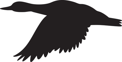 Obraz premium Silhouette of a flying duck a simple vector graphic for nature and wildlife themes isolated on a white background