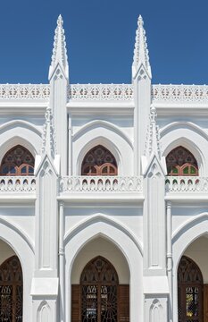 Architectural detail of St. Thomas Cathedral Basilica, San Thome Church, Chennai, India