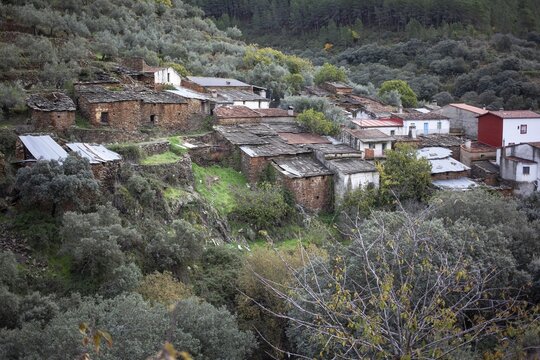Abandoned houses near San Miguel del Robledo, Salamanca, Spain