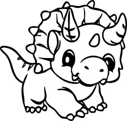 Dinosaur Ankylosaurus Cute Dino Prehistoric Reptile Animal Line Art Cartoon Jurassic Wildlife Drawing Handdrawn Doodle Kids Children Education © Haps
