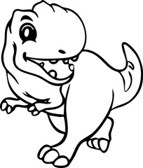 Dinosaur T-Rex Cute Dino Prehistoric Reptile Animal Line Art Cartoon Jurassic Wildlife Drawing Handdrawn Doodle Kids Children Education © Haps