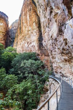 Overhanging cliffs at Pedra Furada, Unesco site Serra da Capivara National Park, Piaui, Brazil