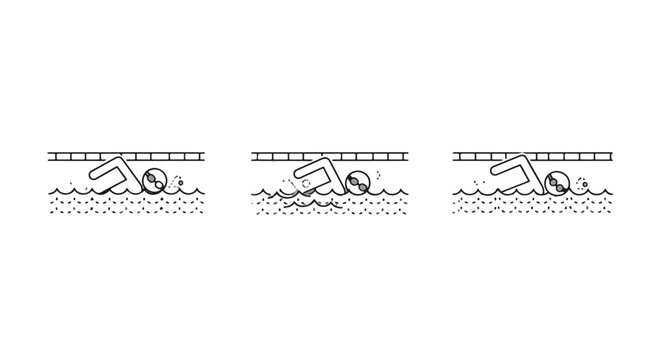 Illustration of Three Different Swimming Stroke Techniques.