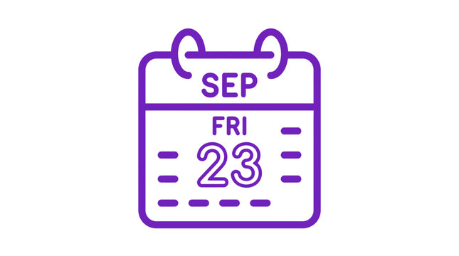 Purple Calendar Icon Showing Friday September 23