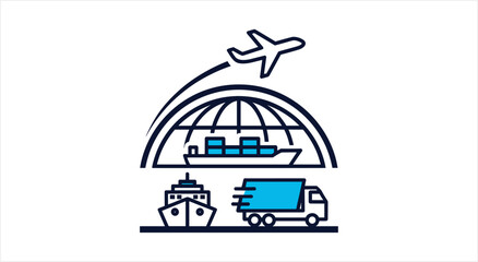 Naklejka premium Global Logistics and Transportation Network Illustration.
