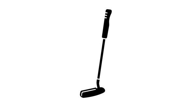 Black silhouette of a golf putter on a white background, golf equipment