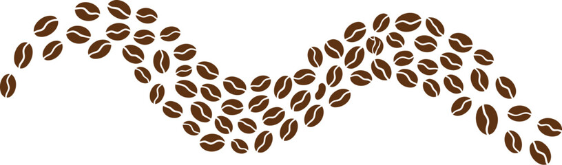 Obraz premium Coffee bean, pattern wave, isolated espresso beans on white background for café menu design, coffee branding and food packaging graphics.