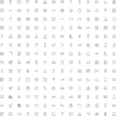 Fototapeta premium Big set of abstract line art pictograms featuring various concepts, signs, and everyday objects, ideal for business, web, and graphic design interfaces