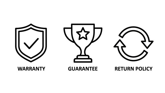 Set of e-commerce service policy icons including warranty guarantee return policy symbols warranty guarantee ecommerce shopping protection satisfaction customer agreement business