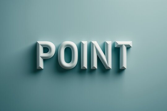 ティールブルーの背景の前にある白い立体的なPOINTのアルファベット文字