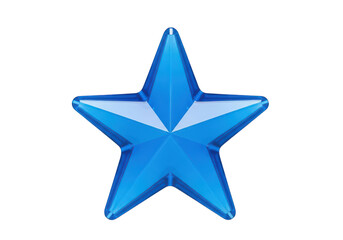 Fototapeta premium Shiny metallic blue five pointed star shape with smooth glossy surface and reflective highlights for festive decoration and achievement symbols isolated on a transparent background