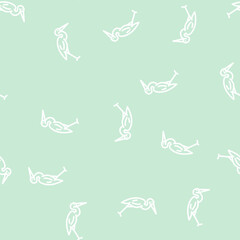 Naklejka premium heron bird line seamless pattern heron bird thin line illustration